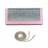 Evening Bag - 12 PCS - Satin w/ Acrylic Stoned Flap Accent - Pink - BG-100168PN